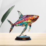 Maxbell Metal Art Statue with Base Artwork Animal Ornament for Bedroom Cabinet Entry Shark