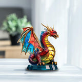 Maxbell Metal Art Statue with Base Artwork Animal Ornament for Bedroom Cabinet Entry Dragon