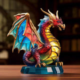 Maxbell Metal Art Statue with Base Artwork Animal Ornament for Bedroom Cabinet Entry Dragon