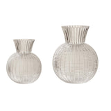 Maxbell Glass Flower Vase Round Ball Shaped Glass Vase for Dining Table Home Desktop S Clear 10cmx21cm