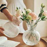 Maxbell Glass Flower Vase Round Ball Shaped Glass Vase for Dining Table Home Desktop S Clear 10cmx21cm