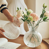Maxbell Glass Flower Vase Round Ball Shaped Glass Vase for Dining Table Home Desktop L Clear 10cmx21cm