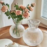Maxbell Glass Flower Vase Round Ball Shaped Glass Vase for Dining Table Home Desktop L Clear 10cmx21cm