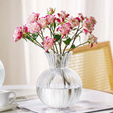 Maxbell Glass Flower Vase Round Ball Shaped Glass Vase for Dining Table Home Desktop L Clear 10cmx21cm