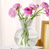 Maxbell Glass Flower Vase Round Ball Shaped Glass Vase for Dining Table Home Desktop L Clear 10cmx21cm