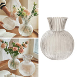 Maxbell Glass Flower Vase Round Ball Shaped Glass Vase for Dining Table Home Desktop L Clear 10cmx21cm