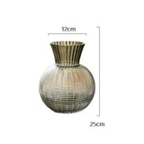 Maxbell Glass Flower Vase Round Ball Shaped Glass Vase for Dining Table Home Desktop L Gray 12cmx25cm