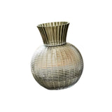Maxbell Glass Flower Vase Round Ball Shaped Glass Vase for Dining Table Home Desktop L Gray 12cmx25cm