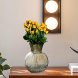 Maxbell Glass Flower Vase Round Ball Shaped Glass Vase for Dining Table Home Desktop L Gray 12cmx25cm