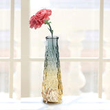 Maxbell 22cm Glass Flowers Vase Embossed Decoration Modern Flower Bottle for Kitchen