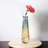 Maxbell 22cm Glass Flowers Vase Embossed Decoration Modern Flower Bottle for Kitchen