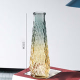 Maxbell 22cm Glass Flowers Vase Embossed Decoration Modern Flower Bottle for Kitchen