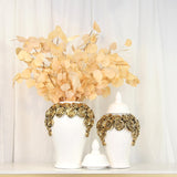 Maxbell Porcelain Ginger Jars Storage Pots Office Desk Ornament Ceramic Flower Vases 24.5cmx45cm