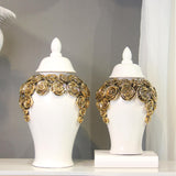 Maxbell Porcelain Ginger Jars Storage Pots Office Desk Ornament Ceramic Flower Vases 24.5cmx45cm