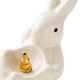 Maxbell Rabbit Incense Holder Incense Burner Gift Statue for Living Room SPA Desktop White
