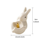 Maxbell Rabbit Incense Holder Incense Burner Gift Statue for Living Room SPA Desktop White