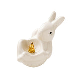 Maxbell Rabbit Incense Holder Incense Burner Gift Statue for Living Room SPA Desktop White