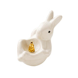 Maxbell Rabbit Incense Holder Incense Burner Gift Statue for Living Room SPA Desktop White
