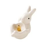 Maxbell Rabbit Incense Holder Incense Burner Gift Statue for Living Room SPA Desktop White
