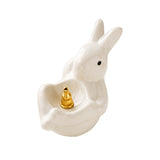 Maxbell Rabbit Incense Holder Incense Burner Gift Statue for Living Room SPA Desktop White