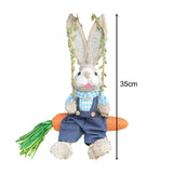 Maxbell Easter Bunny Figurine Cartoon Straw Rabbit Statue for Porch Tabletop Bedroom Male