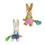 Maxbell Easter Bunny Figurine Cartoon Straw Rabbit Statue for Porch Tabletop Bedroom Male