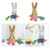 Maxbell Easter Bunny Figurine Cartoon Straw Rabbit Statue for Porch Tabletop Bedroom Male