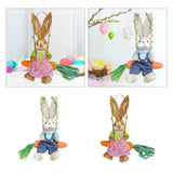 Maxbell Easter Bunny Figurine Cartoon Straw Rabbit Statue for Porch Tabletop Bedroom Male