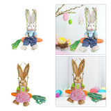 Maxbell Easter Bunny Figurine Cartoon Straw Rabbit Statue for Porch Tabletop Bedroom Male