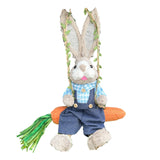 Maxbell Easter Bunny Figurine Cartoon Straw Rabbit Statue for Porch Tabletop Bedroom Male