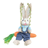 Maxbell Easter Bunny Figurine Cartoon Straw Rabbit Statue for Porch Tabletop Bedroom Male