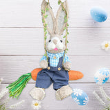 Maxbell Easter Bunny Figurine Cartoon Straw Rabbit Statue for Porch Tabletop Bedroom Male