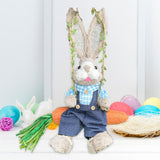 Maxbell Easter Bunny Figurine Cartoon Straw Rabbit Statue for Porch Tabletop Bedroom Male