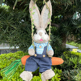 Maxbell Easter Bunny Figurine Cartoon Straw Rabbit Statue for Porch Tabletop Bedroom Male