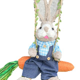 Maxbell Easter Bunny Figurine Cartoon Straw Rabbit Statue for Porch Tabletop Bedroom Male