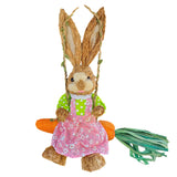 Maxbell Easter Bunny Figurine Cartoon Straw Rabbit Statue for Porch Tabletop Bedroom Female