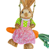 Maxbell Easter Bunny Figurine Cartoon Straw Rabbit Statue for Porch Tabletop Bedroom Female