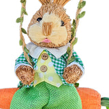 Maxbell Easter Bunny Figurine Straw Cute Garden Statue for Bookshelf Balcony Desktop Male
