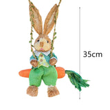Maxbell Easter Bunny Figurine Straw Cute Garden Statue for Bookshelf Balcony Desktop Male