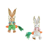 Maxbell Easter Bunny Figurine Straw Cute Garden Statue for Bookshelf Balcony Desktop Male