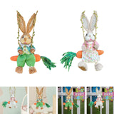 Maxbell Easter Bunny Figurine Straw Cute Garden Statue for Bookshelf Balcony Desktop Male