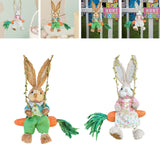 Maxbell Easter Bunny Figurine Straw Cute Garden Statue for Bookshelf Balcony Desktop Male