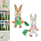 Maxbell Easter Bunny Figurine Straw Cute Garden Statue for Bookshelf Balcony Desktop Male