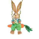 Maxbell Easter Bunny Figurine Straw Cute Garden Statue for Bookshelf Balcony Desktop Male