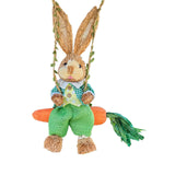 Maxbell Easter Bunny Figurine Straw Cute Garden Statue for Bookshelf Balcony Desktop Male