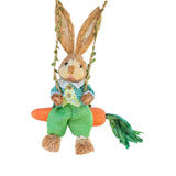 Maxbell Easter Bunny Figurine Straw Cute Garden Statue for Bookshelf Balcony Desktop Male