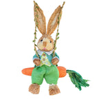 Maxbell Easter Bunny Figurine Straw Cute Garden Statue for Bookshelf Balcony Desktop Male