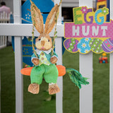 Maxbell Easter Bunny Figurine Straw Cute Garden Statue for Bookshelf Balcony Desktop Male