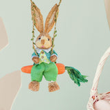 Maxbell Easter Bunny Figurine Straw Cute Garden Statue for Bookshelf Balcony Desktop Male