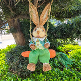 Maxbell Easter Bunny Figurine Straw Cute Garden Statue for Bookshelf Balcony Desktop Male